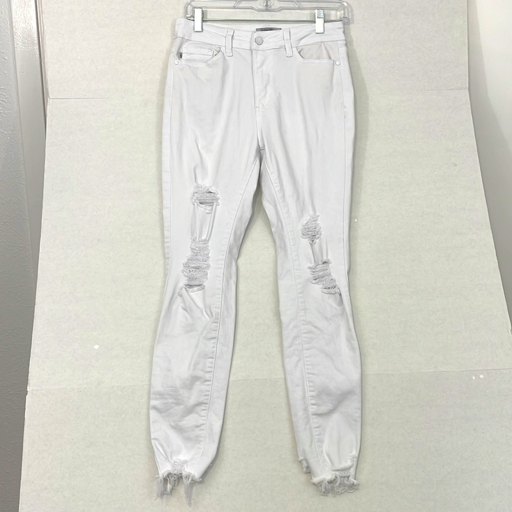 Judy Blue Jeans, Destroyed Skinny, Stretch, White, 7 / 28